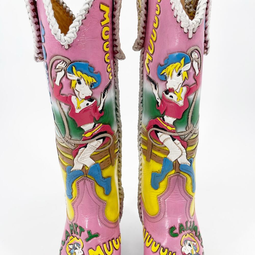 RARE Old Gringo Pink Calamity Cartoon Star Cow Cowgirl Rodeo Boots Women’s 6.5 - Picture 7 of 13